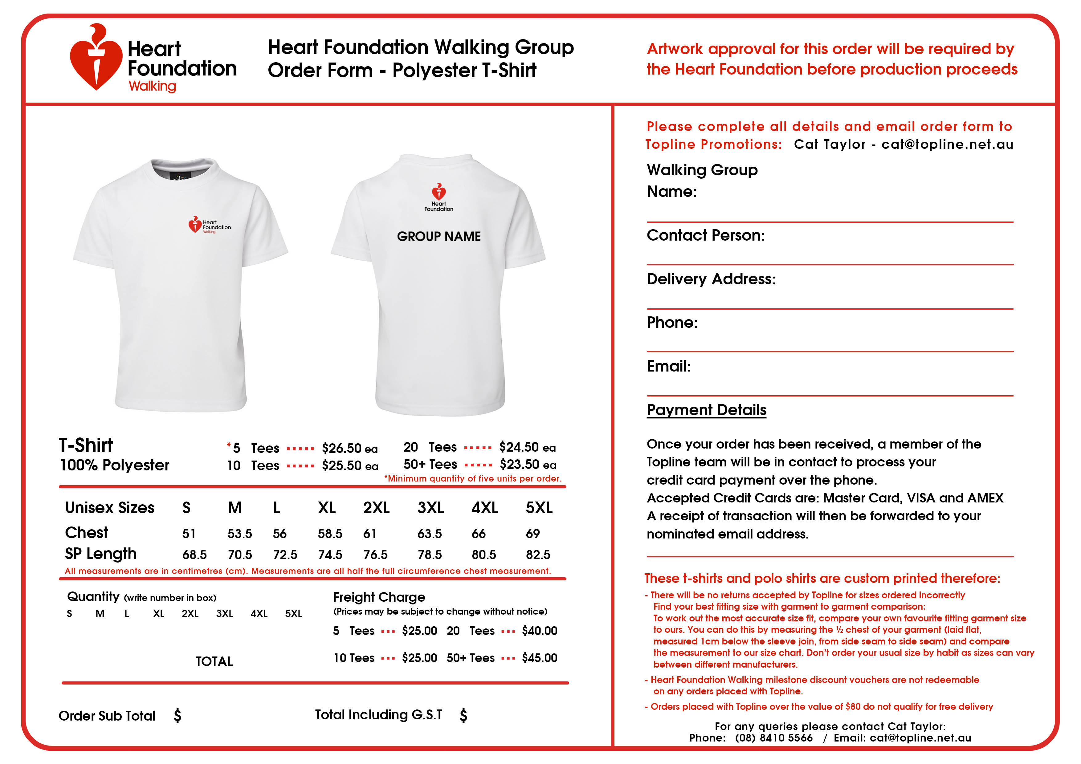 Polyester White T-Shirt - Order Form