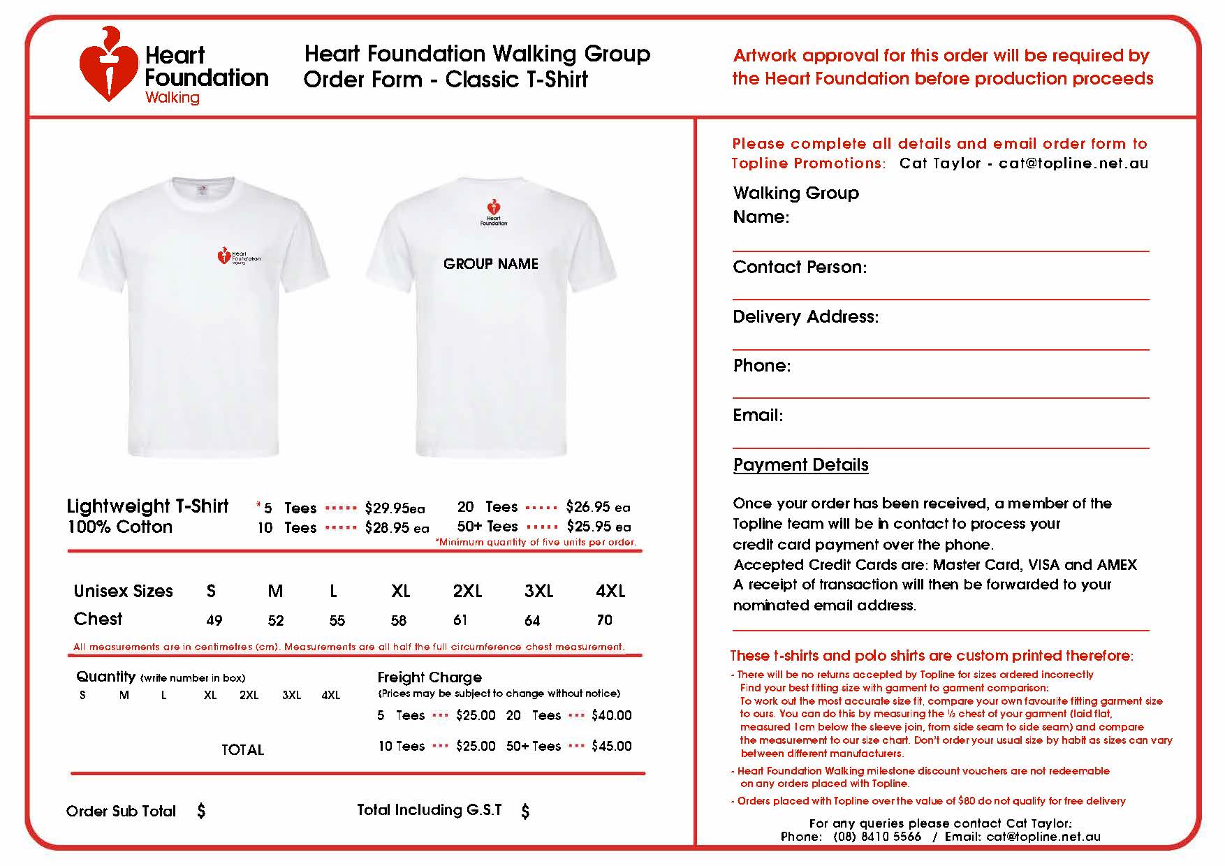 Classic White T-Shirt - Order Form