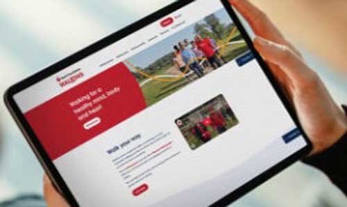 Tablet with browser open on Walking website