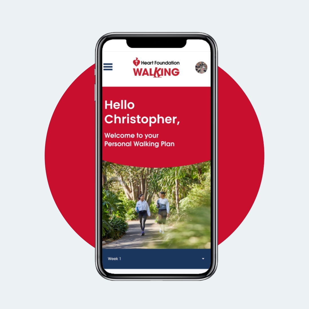 Personal Walking Plans welcome screen on mobile