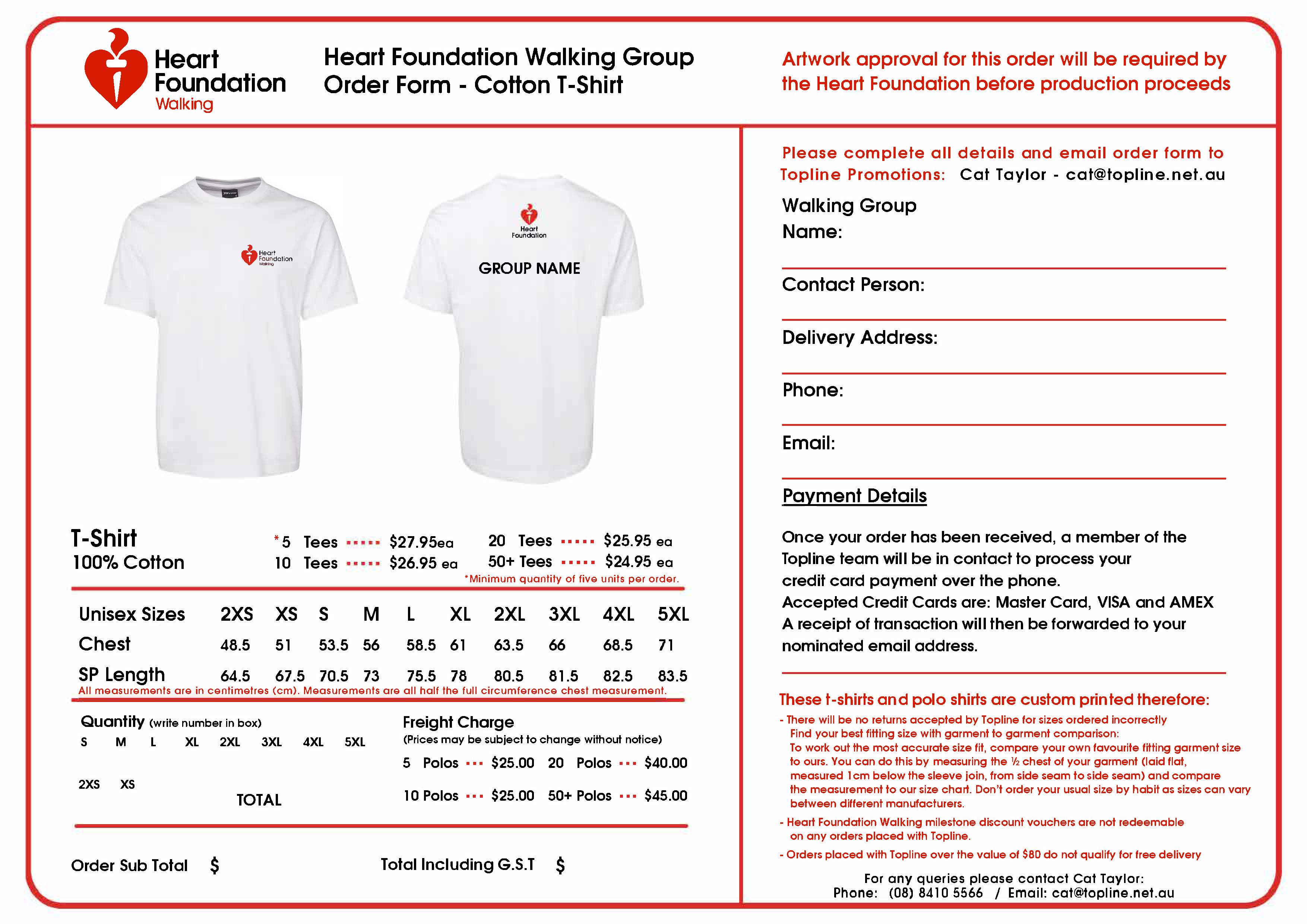 Cotton White T-Shirt - Order Form