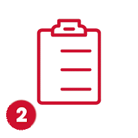 Red icon checklist ticking off 3 checkboxes