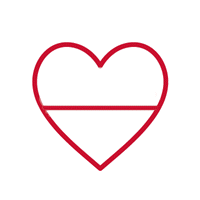 Red heartbeat icon on white background