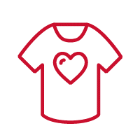 Red icon of tshirt with heart